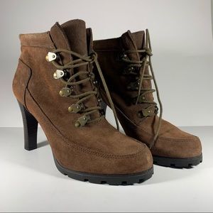 Ralph Lauren Nubuck Brown Lace Leather Boots